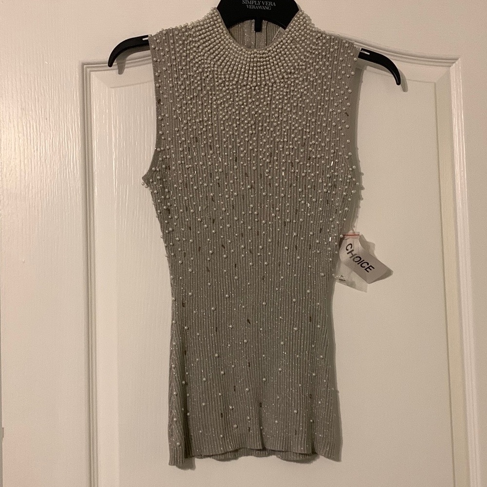 Vintage Choice Sleeveless Beaded Blouse Size Small